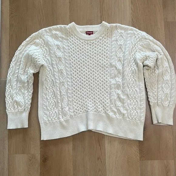 STAUD Tracy Cream Cable Knit Sweater - size Small